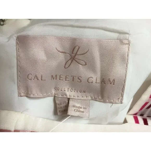 GAL MEETS GLAM Ashton Striped Square Neck Dobby Sundress Sundress NWT US 10 - Picture 9 of 10